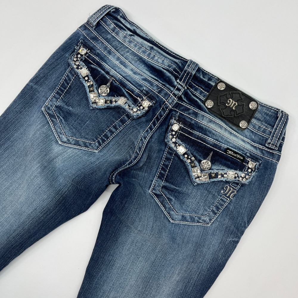 Miss Me Bootcut Jeans Blue 27 Embellished Rhinestone Y2K JP5755B Medium Wash
